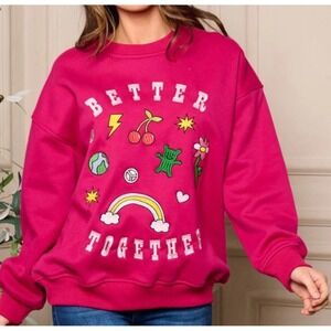 Womens Pink Graphic Sweatshirt Better‎ Together Pullover Top